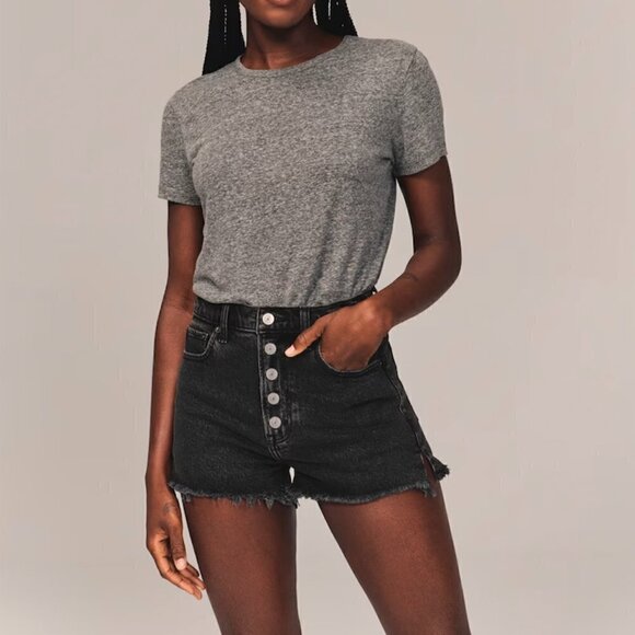 Abercrombie & Fitch High Rise Mom Micro Shorts Sz 25/0 - Picture 1 of 5